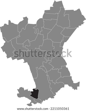 Black flat blank highlighted location map of the GITTER DISTRICT inside gray administrative map of Salzgitter, Germany