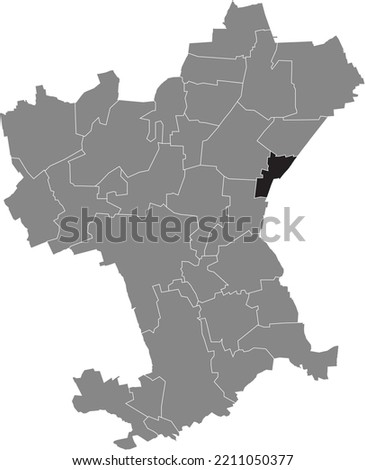 Black flat blank highlighted location map of the IMMENDORF DISTRICT inside gray administrative map of Salzgitter, Germany