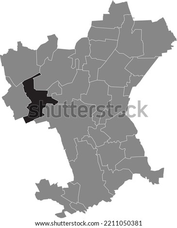Black flat blank highlighted location map of the LICHTENBERG DISTRICT inside gray administrative map of Salzgitter, Germany