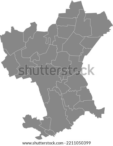 Gray flat blank vector administrative map of SALZGITTER, GERMANY with black border lines of its districts