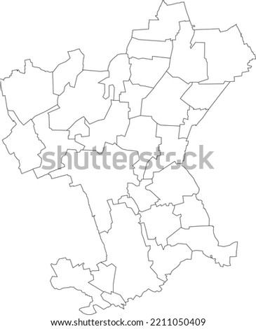 White flat blank vector administrative map of SALZGITTER, GERMANY with black border lines of its districts