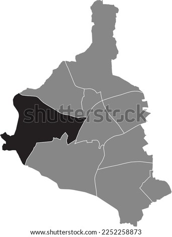 Black flat blank highlighted location map of the ALT-RENTFORT DISTRICT inside gray administrative map of GLADBECK, Germany