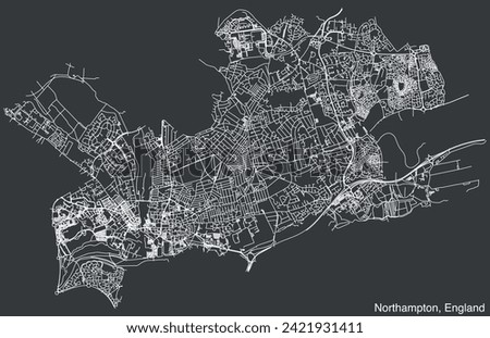 Detailed hand-drawn navigational urban street roads map of the United Kingdom city township of NORTHAMPTON, ENGLAND with vivid road lines and name tag on solid background