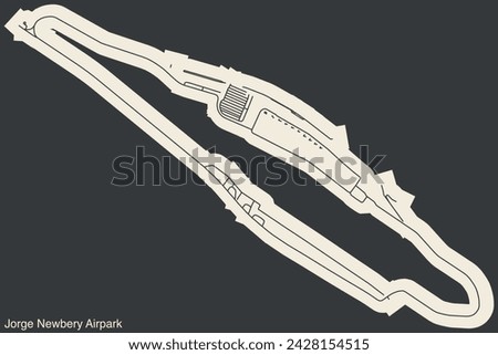 High contrasted terminals layout diagram map with airfield road lines and name tag of the JORGE NEWBERY AIRFIELD (AEP, SABE), BUENOS AIRES
