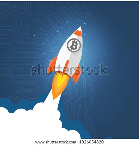 Bitcoin grows. Digital currency. Cryptocurrency. Virtual money concept Vector illustration