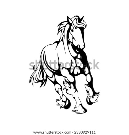 shire horse abstract silhouette illustration