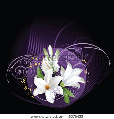 Branch Of Lilies Stock Vector Illustration 45375433 : Shutterstock