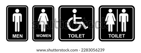 toilet sign printable public signage symbol man woman wc simple black minimalist restroom area