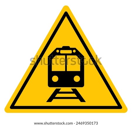 danger warning sign train railways transportation yellow printable template flat design icon public sign transparent background