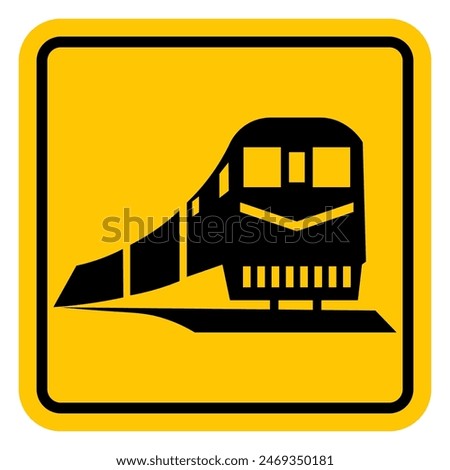 beware of train railways yellow printable template flat design icon isolated public sign transparent background