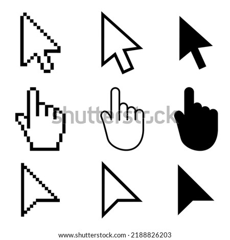 set of mouse cursor on the white background