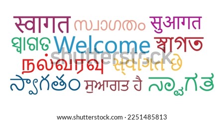 Welcome in Major Indian Language word cloud vector illustration