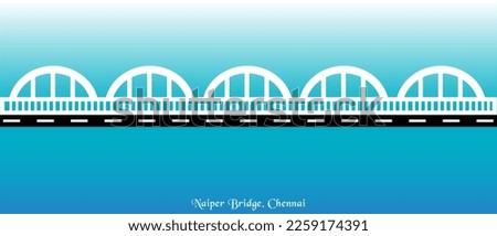 vector illustration of Napier Bridge in Chennai.