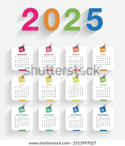 2025 Calendar Template, 2025 wall calendar design abstract template design for 2025 new year
