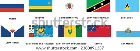 National flag of Russia, Rwanda, Saint Barthelemy, Saint Lucia, Saint Martin, Samoa, San Marino 