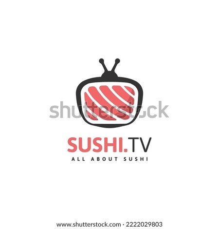 Sushi television logo design template flat vector illustration