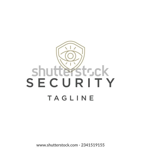 Security eye logo with line art style design template flat vector