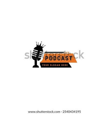 Podcast king logo icon design template flat vector