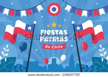 Chile Independence Day. Chilean fiestas patrias celebrations. Happy National Holiday Fiestas Patrias. September 18. Vector illustration. Poster, Banner, Greeting Card. Chile fiestas patrias background