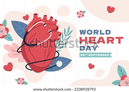 World Heart Day Background. September 29. Vector illustration. International heart day. Poster, Banner, Card, Flyer, Template. Event. world heart day celebration. world heart day awareness concept.