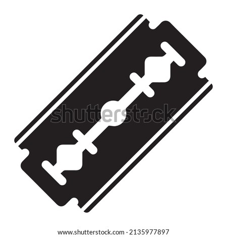 Razor blade icon. Black icon isolated on white background. Razor blade silhouette. Simple icon. Web site page and mobile app design vector element.