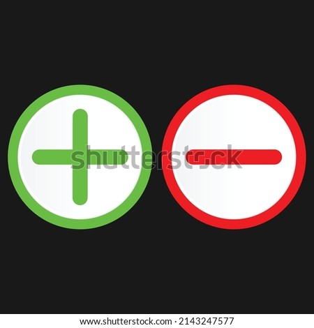 set of plus  minus sign icons,buttons.flate round positive and negative symbol stickers vector eps10