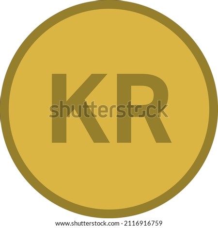Dansk Krone KR Mønt. Dansk penge mønt, vector