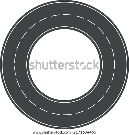 Round roundabout circle road. Road bends with road stripes, vector illustration	