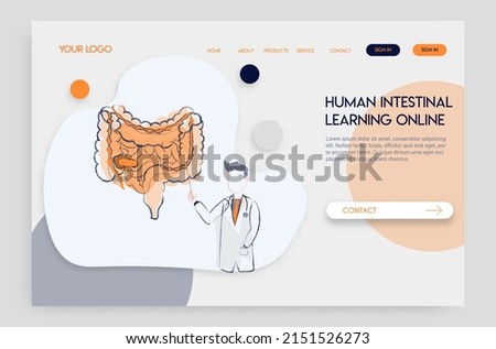 Landing page Online doctor concept. Experts advise Human intestinal system in learning online.