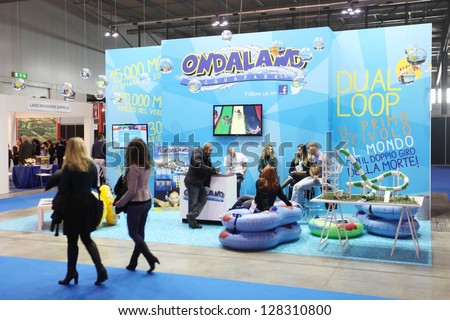 MILAN, ITALY - FEBRUARY 15: People visiting tourism exhibition area at BIT, International Tourism Exchange Exhibition on February 15, 2013 in Milan, Italy.