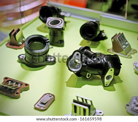 MILAN, ITALY - NOVEMBER 11: Motorcycles tech components in exhibition at EICMA, 67th International Motorcycle Exhibition November 11, 2009 in Milan, Italy.