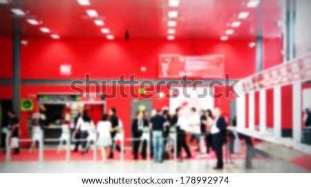 Trade show entrance background, intentionally blurred post production