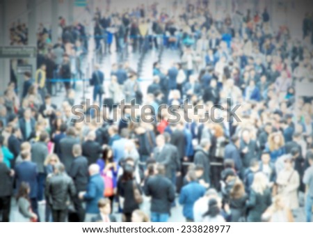 People crowd, blurred background post production.