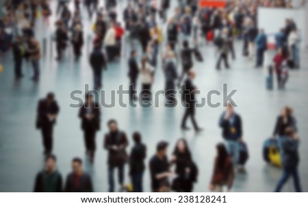 People crowd  walking, intentionally blurred background post production