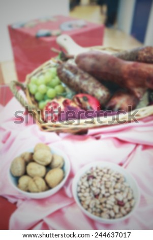 Made in Italy food background. Intentionally blurred post production.