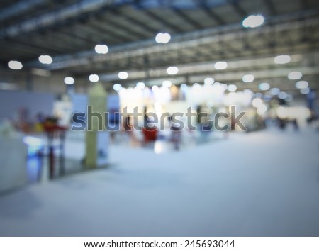 Trade show interiors generic background. Intentionally blurred post production.