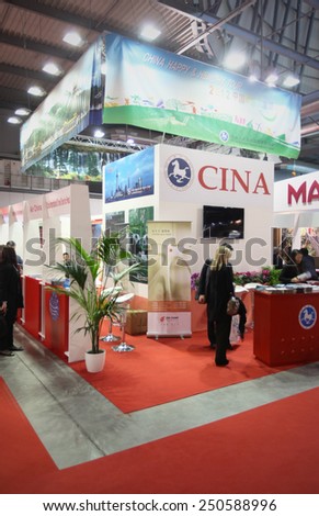 MILANO, ITALY - FEBRUARY 16, 2012: People visit China tourism exhibition area during BIT, International Tourism Exchange Exhibition in Milano, Italy.