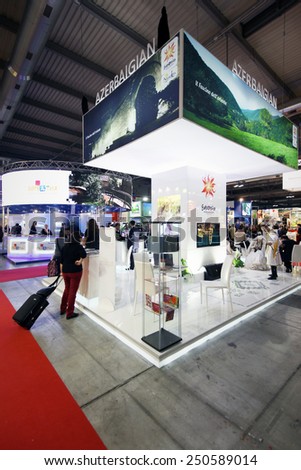 MILANO, ITALY - FEBRUARY 16, 2012: People at tourism exhibition area during BIT, International Tourism Exchange Exhibition in Milano, Italy.