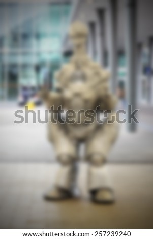 Trade show robot background. Intentionally blurred editing post production.