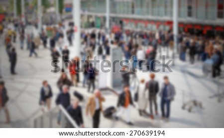 Trade show people generic background. Intentionally blurred editing post production.