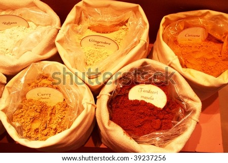 MILAN, ITALY - JUNE 10: Assorted spices variety in one of the regional products stands at Tuttofood 2009, World Food Exhibition June 10, 2009 in Milan, Italy.