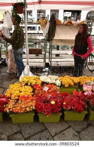 MILAN, ITALY - APRIL 5: Close-up of the garden market during the national exhibition Flowers and Flavours in the fashion and culture Navigli area April 5, 2009 in Milan, Italy.