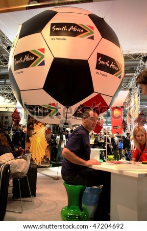 MILAN, ITALY - FEBRUARY 20: People at South Africa FIFA World Cup 2010 stand during BIT, International Tourism Exchange Exhibition February 20, 2010 in Milan, Italy.