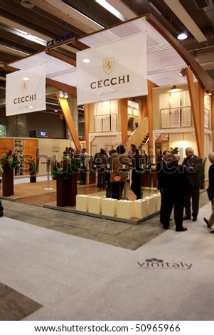 VERONA - APRIL 08: Cecchi wines stand at Vinitaly, international wine and spirits exhibition April 08, 2010 in Verona, Italy.