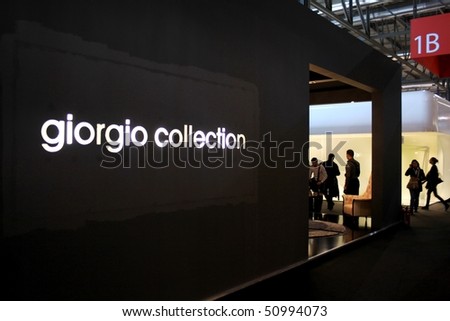 MILAN - APRIL 15: Close-up of Giorgio Collection stand at Salone del Mobile, international furnishing accessories exhibition April 15, 2010 in Milan, Italy.