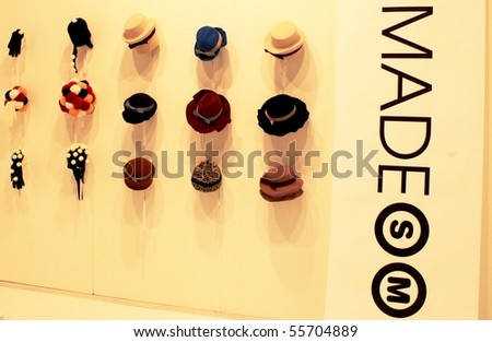 MILAN, ITALY - FEBRUARY 26: Hats exhibition at Milano women\'s prêt-à-porter collections February 26, 2010 in Milan, Italy.