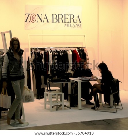 MILAN, ITALY - FEBRUARY 26: People at Zona brera brand stand during Milano women\'s prêt-à-porter collections February 26, 2010 in Milan, Italy.