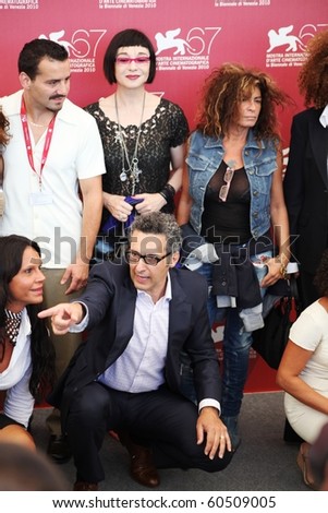 VENICE, ITALY - SEPTEMBER 04: John Turturro and Passione movie actors pose on the red carpet for photographers at 67th Venice Film Festival September 04, 2010 in Venice, Italy.