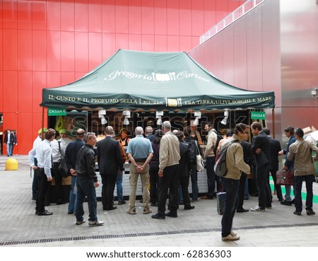 MILAN, ITALY - OCTOBER 08: Lunch break at Sfortec 2010, international exhibition of machines, robots, automation and auxiliary technologies October 08, 2010 in Milan, Italy.
