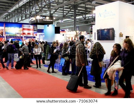 MILAN, ITALY - FEBRUARY 20: People crowd visit BIT, International Tourism Exchange Exhibition February 20, 2010 in Milan, Italy.